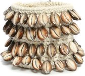 De Cowrie Macrame Plantenhouder - Naturel Zwart - M
