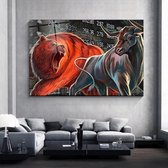 Wallyard - Glasschilderij Bull & Bear Market - Wall art - Schilderij - 60x40 cm - Premium glass - Incl. muur bevestiging