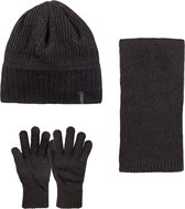 SUYUTTI Heren 3-Delig Winter Set | Muts met Fleecevoering - Sjaal - Handschoenen | Freedom-01 (2980-01)