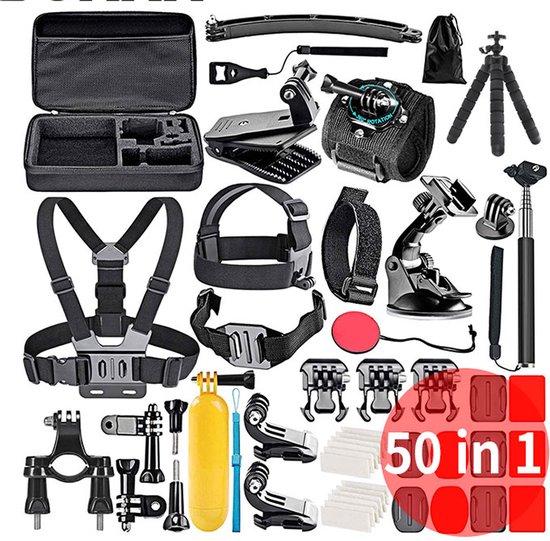 Gopro Accessoires set 50 in 1 - Action Camera Accessoires Kit in Luxe Opbergkoffer -Gopro Hero 10 - Gopro Hero 9 -Gopro Hero 8