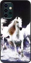 ADEL Siliconen Back Cover Softcase Hoesje Geschikt voor Samsung Galaxy A32 (5G) - Paarden Wit