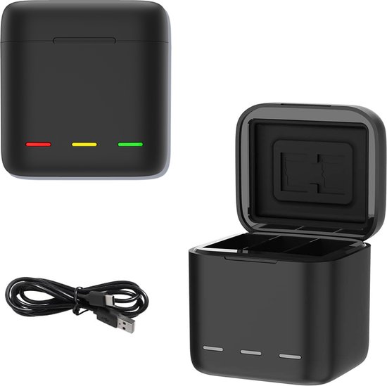Telesin Oplaadbox voor 3 batterijen - voor GoPro 9 / GoPro 10 / GoPro 11 / GoPro 12