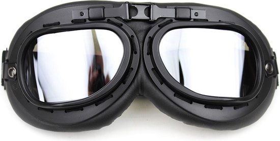 CRG zwarte motorbril - Zilver Reflectie glas