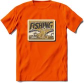 Vissen T-Shirt | Grappig Verjaardag Vis Hobby Cadeau Shirt | Dames - Heren - Unisex | Tshirt Hengelsport Kleding Kado - Oranje - S