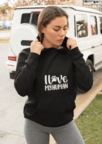 I Love My Human Hoodie, Funny Paw Hoodies For Dog Owners, Unique Gift For Dog Lovers, Cute Dog Owner Gifts, Unisex Hooded Sweatshirt, D004-070B, L, Zwart