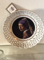 Bowl 'meisje met de parel' van Vermeer, keramiek wit met goud D18