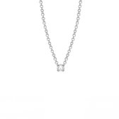 Victoria Cruz A3871-07HG Zilveren Ketting - Dames - Hangertje - Kristal - 4,5 mm Doorsnee - Jasseron - 40 + 3 cm - 1,4 mm Dikte - Rhodium - Zilver