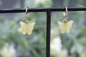 Bubbels Sieraden Handgemaakte Oorbellen Vlinder Geel Goudkleurig