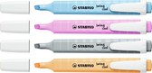 STABILO swing cool - Markeerstift - Perfect Voor Onderweg - Pastel - Etui Met 4 Kleuren