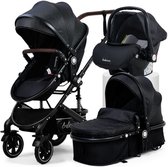 Loft Home Luxe 3-in-1 Kinderwagen | Wandelwagen | Autostoeltje | Buggy | Inklapbaar | Zwart | 0-36 Maanden