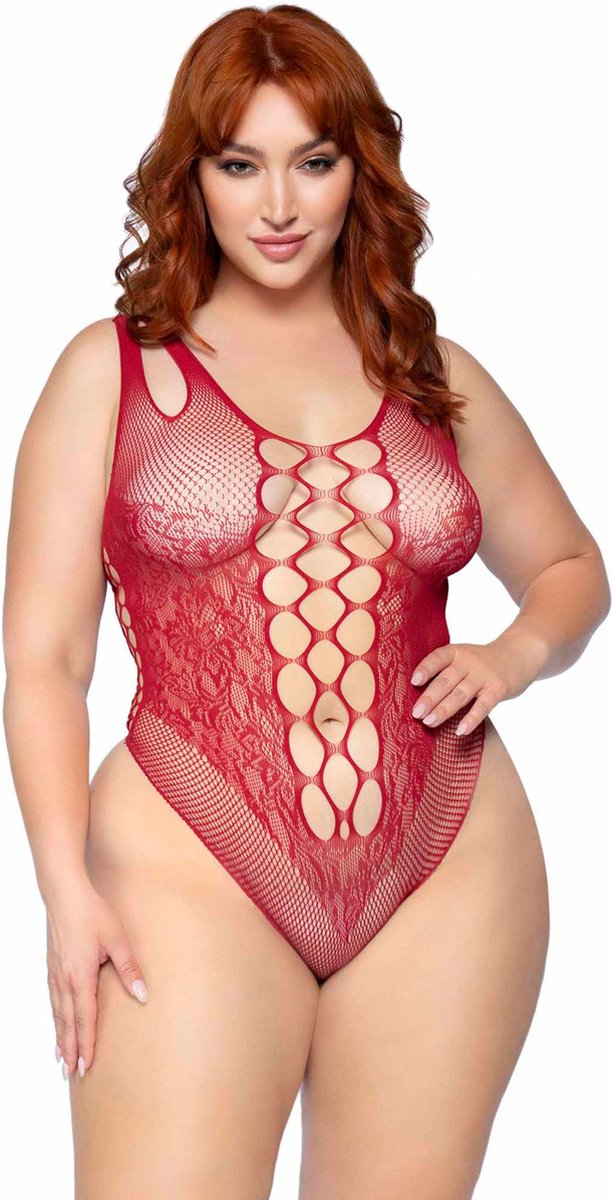 Seamless net & lace bodysuit +