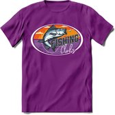 Fishing - Vissen T-Shirt | Grappig Verjaardag Vis Hobby Cadeau Shirt | Dames - Heren - Unisex | Tshirt Hengelsport Kleding Kado - Paars - M
