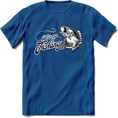 Lets Go Fishing - Vissen T-Shirt | Grappig Verjaardag Vis Hobby Cadeau Shirt | Dames - Heren - Unisex | Tshirt Hengelsport Kleding Kado - Donker Blauw - S