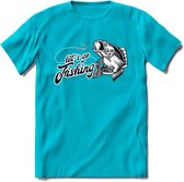 Lets Go Fishing - Vissen T-Shirt | Grappig Verjaardag Vis Hobby Cadeau Shirt | Dames - Heren - Unisex | Tshirt Hengelsport Kleding Kado - Blauw - M