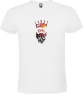 Wit t-shirt met grote print LIVE like a KING Size S