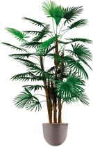 HTT - Kunstplant Rhapis palm in Eggy taupe H125 cm