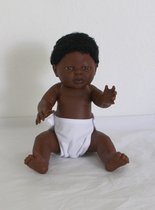 The Doll Factory Babypoppen Afrikaans Jongetje met Haar 38 cm