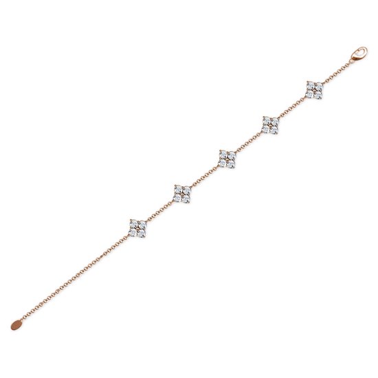 Shoplace ® - Bracelet femme Clover avec cristaux Swarovski - Plaqué or rose 18 carats - Bracelet Swarovski - Coffret cadeau - ⌀ 20cm - Or rose