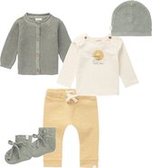 Noppies - Kledingset - (5delig) - Vest Hailun Mineral Grey - Broek Hanover Cocoon - Shirt Ha Long Antique White - Muts Hawally Mineral Grey - 2 paar Sokken Hatras Oatmeal - Maat 62