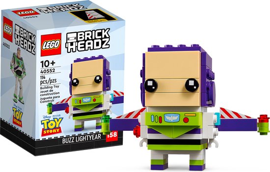 LEGO BrickHeadz Buzz Lightyear 40552 in verpakking, met een staande figuur.