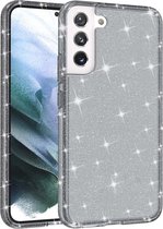 Glitter TPU Back Cover - Samsung Galaxy S22 Hoesje - Grijs