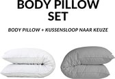 Body-Pillow - Ondersteunend Lichaamskussen 43 x 150 cm + Kussensloop voor lichaamskussen - 100% Katoen - Grijs