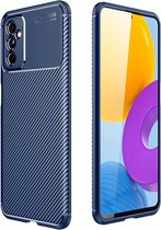 Samsung Galaxy M52 5G Hoesje Siliconen Carbon TPU Back Cover Blauw