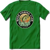 Fishing Club - Vissen T-Shirt | Beige | Grappig Verjaardag Vis Hobby Cadeau Shirt | Dames - Heren - Unisex | Tshirt Hengelsport Kleding Kado - Donker Groen - S