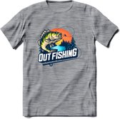 Fishing - Vissen T-Shirt | Beige | Grappig Verjaardag Vis Hobby Cadeau Shirt | Dames - Heren - Unisex | Tshirt Hengelsport Kleding Kado - Donker Grijs - Gemaleerd - M