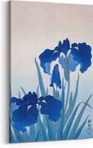 Schilderij op Canvas - 40 x 60 cm - Iris bloemen - Japanse kunst - Ohara Koson - Wanddecoratie - Muurdecoratie - Slaapkamer - Woonkamer