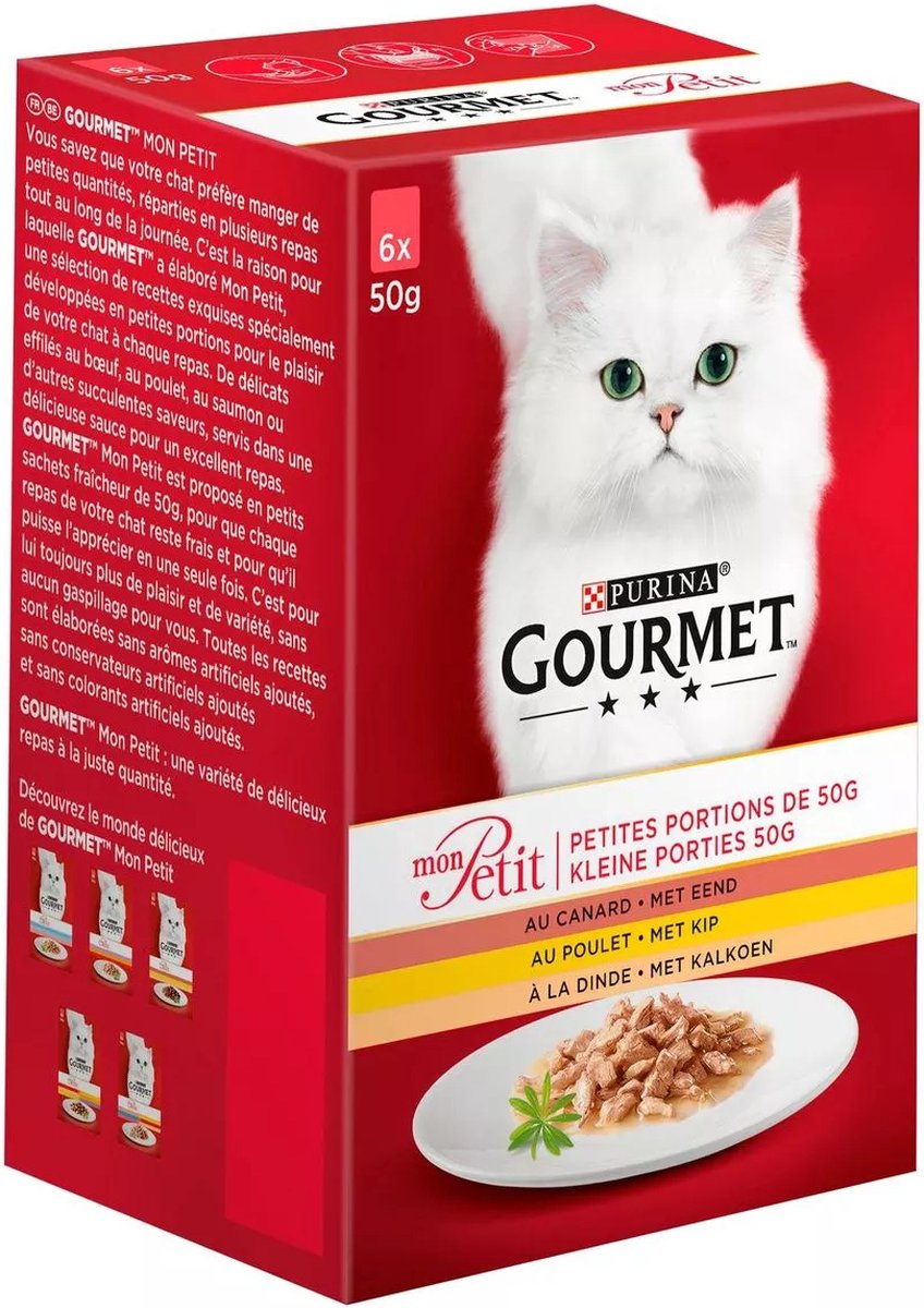 2x - Gourmet - Mon Petit - Fijne Stukjes met gevogelte - 2 verpakkingen van 6x50g