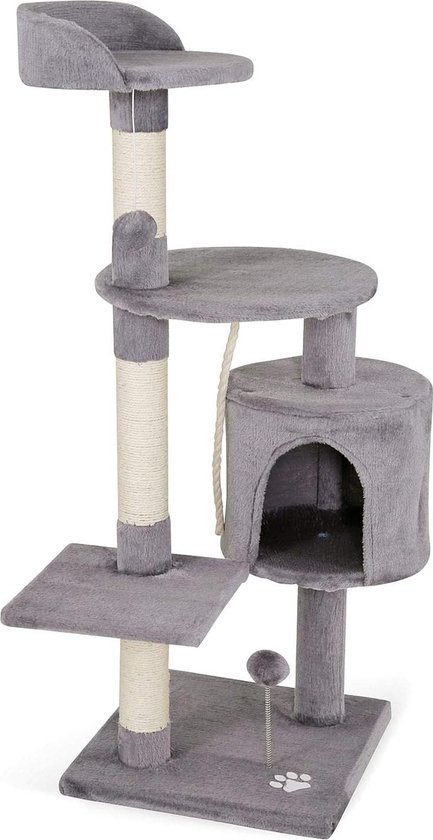 PawHut houten krabpaal voor binnen en buiten, krabpaal, klimboom met jute, kattenmeubel