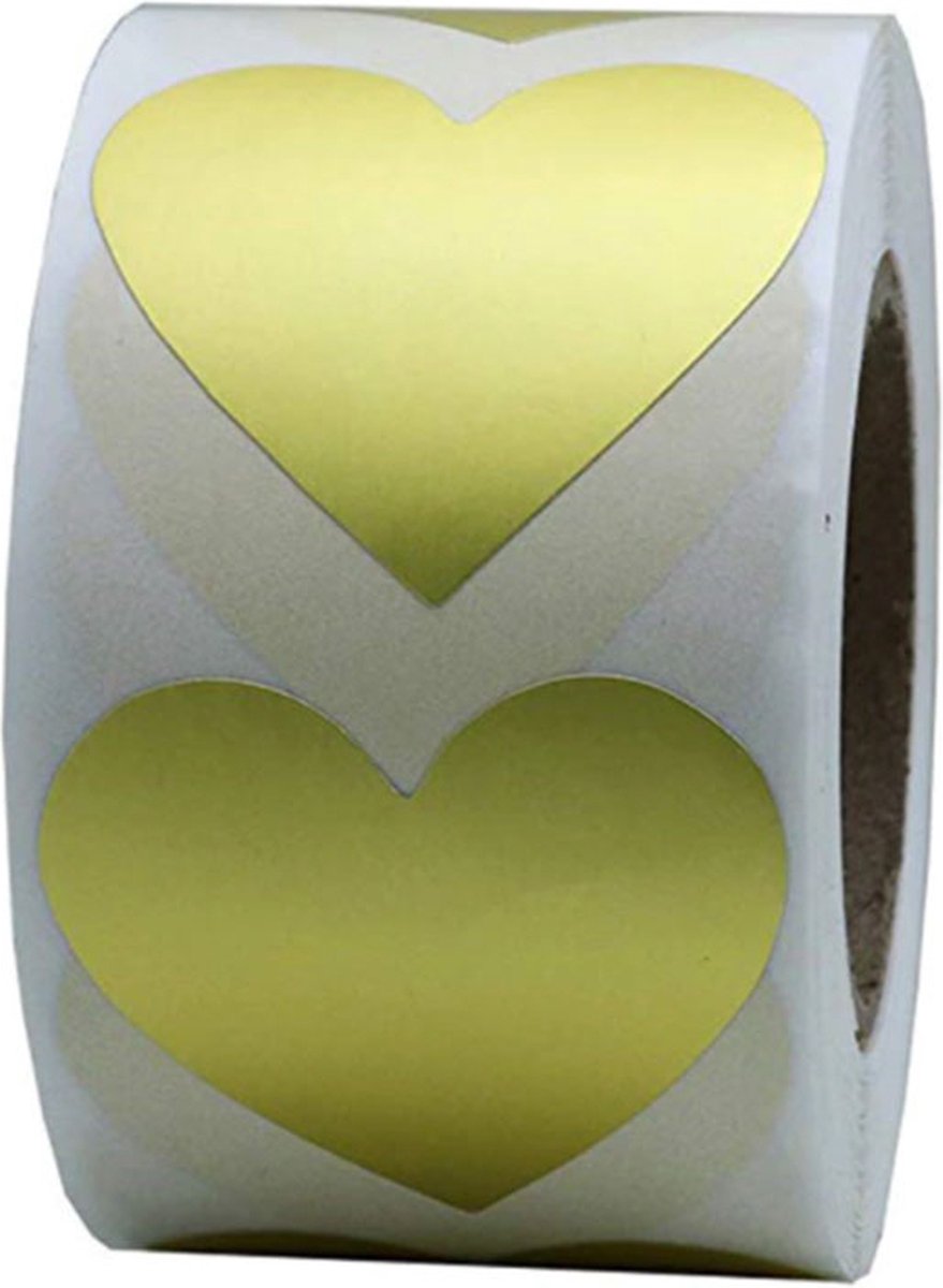 DW4Trading Stickerrol Goud Hartje - Sluitstickers - Ø 2, cm - 300 Stuks