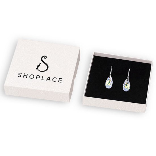 Shoplace Oorbellen dames met Swarovski kristallen - Druppel - 18K Witgoud verguld - Oorhangers - Swarovski oorbellen - Cadeauverpakking - Moederdag - Shoplace