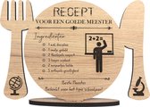 RECEPT MEESTER - Recept voor een goede meester - houten wenskaart - kaart om de leerkracht te bedanken - 17.5 x 25 cm