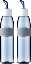 Mepal Ellipse - Voordeelset - Set van 2 - Waterfles - 0,7 liter - Nordic denim- Geschikt voor koolzuurhoudende dranken- Schoolartikel- Lunch- Kantoor- Travel- Outdoor