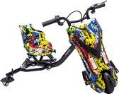 Elektrische Drift trike Kart 250W 36V Versie 2.0 Graffiti Zwart met achter vering