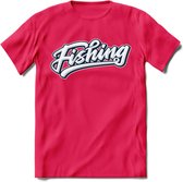 Fishing - Vissen T-Shirt | Grappig Verjaardag Vis Hobby Cadeau Shirt | Dames - Heren - Unisex | Tshirt Hengelsport Kleding Kado - Roze - XL