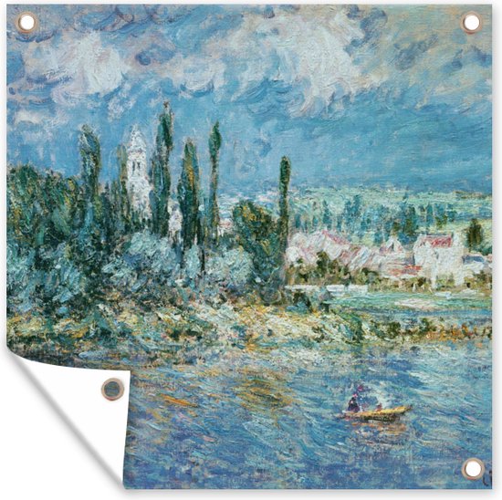 Tuinposters Landscape with thunderstorm - Schilderij van Claude Monet - 50x50 cm - Tuindoek - Buitenposter