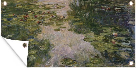 Wanddecoratie buiten Waterlelies - Schilderij van Claude Monet - 160x80 cm - Tuindoek - Buitenposter