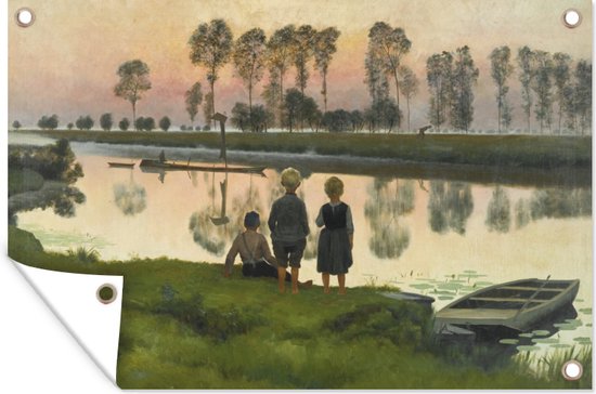 Tuindecoratie Het ochtendroos - Schilderij van Emile Claus - 60x40 cm - Tuinposter - Tuindoek - Buitenposter