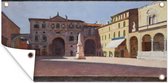 Tuinposter Piazza di Dante in Verona - schilderij van Aleksander Gierymski - 60x30 cm - Tuindoek - Buitenposter
