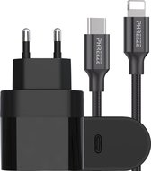 iPhone Snellader incl. 3 meter Lightning USB C Kabel - Apple Oplader USB-C voor o.a. iPhone 13 & iPhone 12 - Zwart