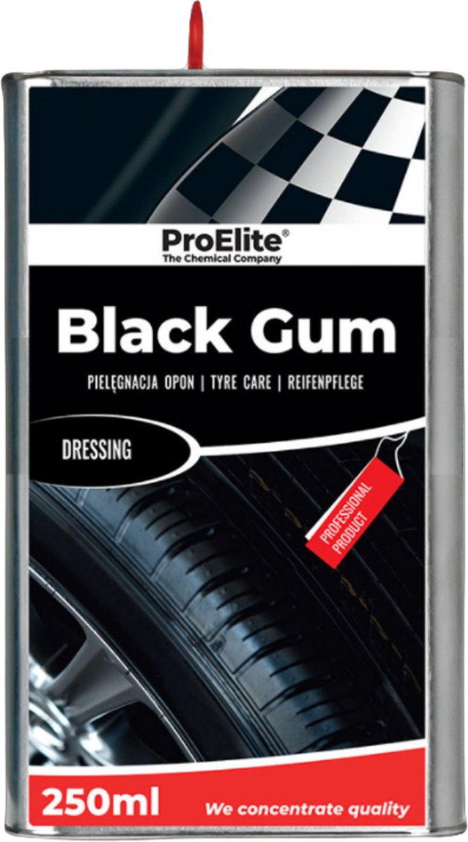 Pro Elite | Banden zwart | 250 ml | black gum met gratis spons | Auto wassen