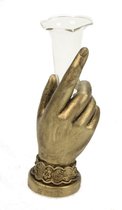 Vaasje Hand, goudkleur 6x5,8x17,5cm