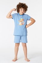 Jongens-Heren Pyjama - wit-blauw gestreept - axolotl - 221-1-PZA-Z/980 - 4j