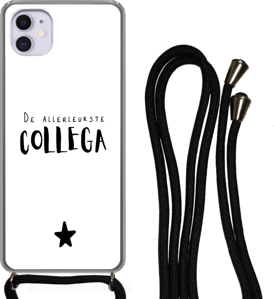 Telefoonhoesje Geschikt voor iPhone 12 - Collega - Spreuken - Quotes - De allerleukste collega - Siliconen - Crossbody - Backcover met Koord - Telefoonhoesje met koord - Hoesje met touw Telefoonhoesje