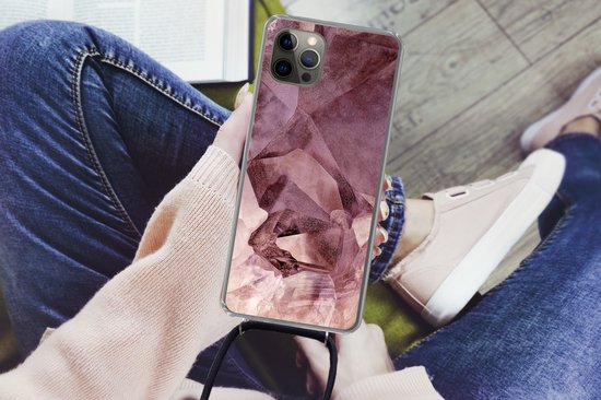 Coque avec cordon iPhone 12 Pro Max - Cristaux - Pierres naturelles - Pierres précieuses et minéraux - Siliconen - Bandoulière - Coque arrière avec cordon - Coque pour téléphone avec cordon - Coque avec corde