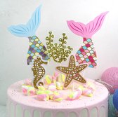 Taart Decoratie - Zeemeermin - Taarttopper - Set - Koraal - Zeester - Zeepaardje