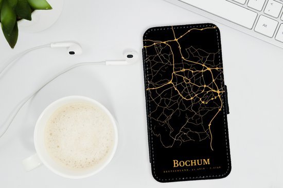 Étui pour téléphone iPhone 13 Bookcase - Bochum - Carte - Or - Avec compartiments - Étui portefeuille avec fermeture magnétique